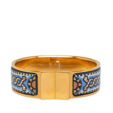 Gold Louis Vuitton Loquet Wide Enamel Bracelet - Designer Revival
