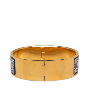 Gold Louis Vuitton Loquet Wide Enamel Bracelet - Designer Revival