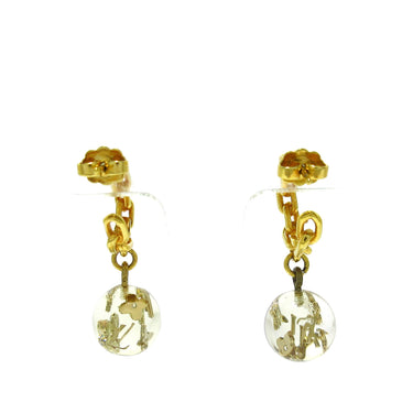 Gold Louis Vuitton Bubbles Inclusion Resin Hoop Earrings - Designer Revival