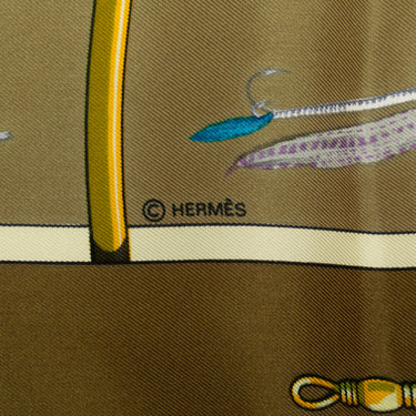 Brown Hermès Flies Silk Scarf Scarves