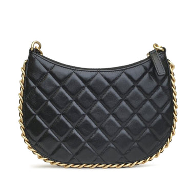 Black Chanel Small Quilted Lambskin Chain Around Hobo