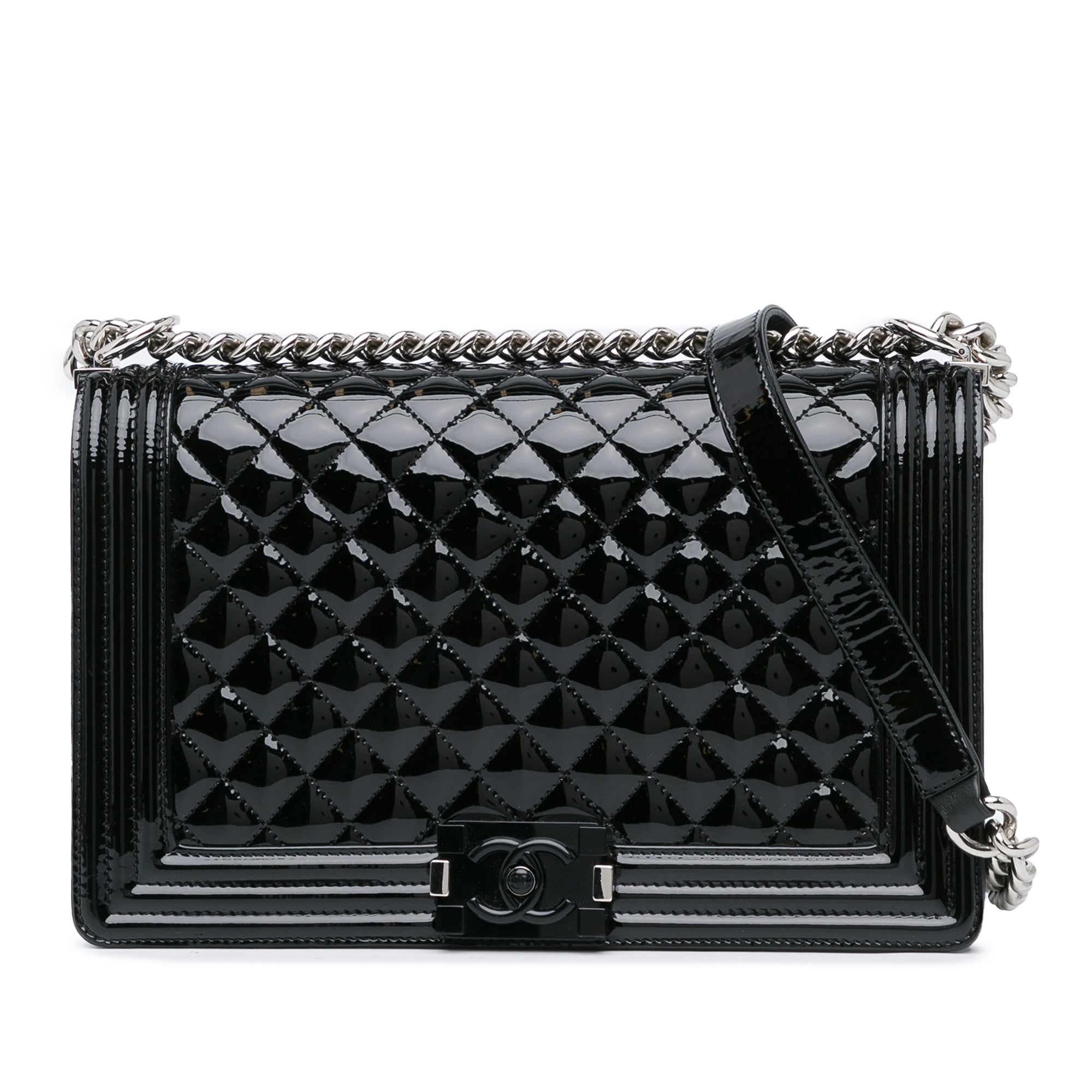 Chanel patent boy bag on sale
