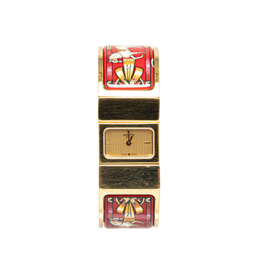 Gold Hermès Quartz Gold Plated Stainless Steel Loquet Watch - Designer Revival