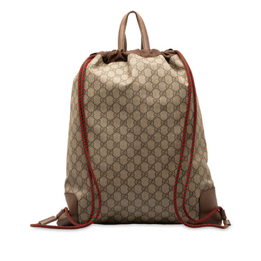 Brown Gucci GG Supreme Courrier Drawstring Backpack - Designer Revival