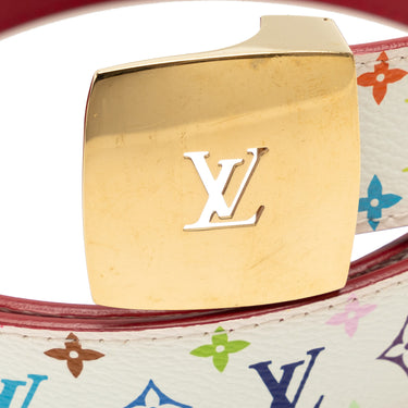 White Louis Vuitton Monogram Multicolore LV Cut Reversible Belt - Designer Revival