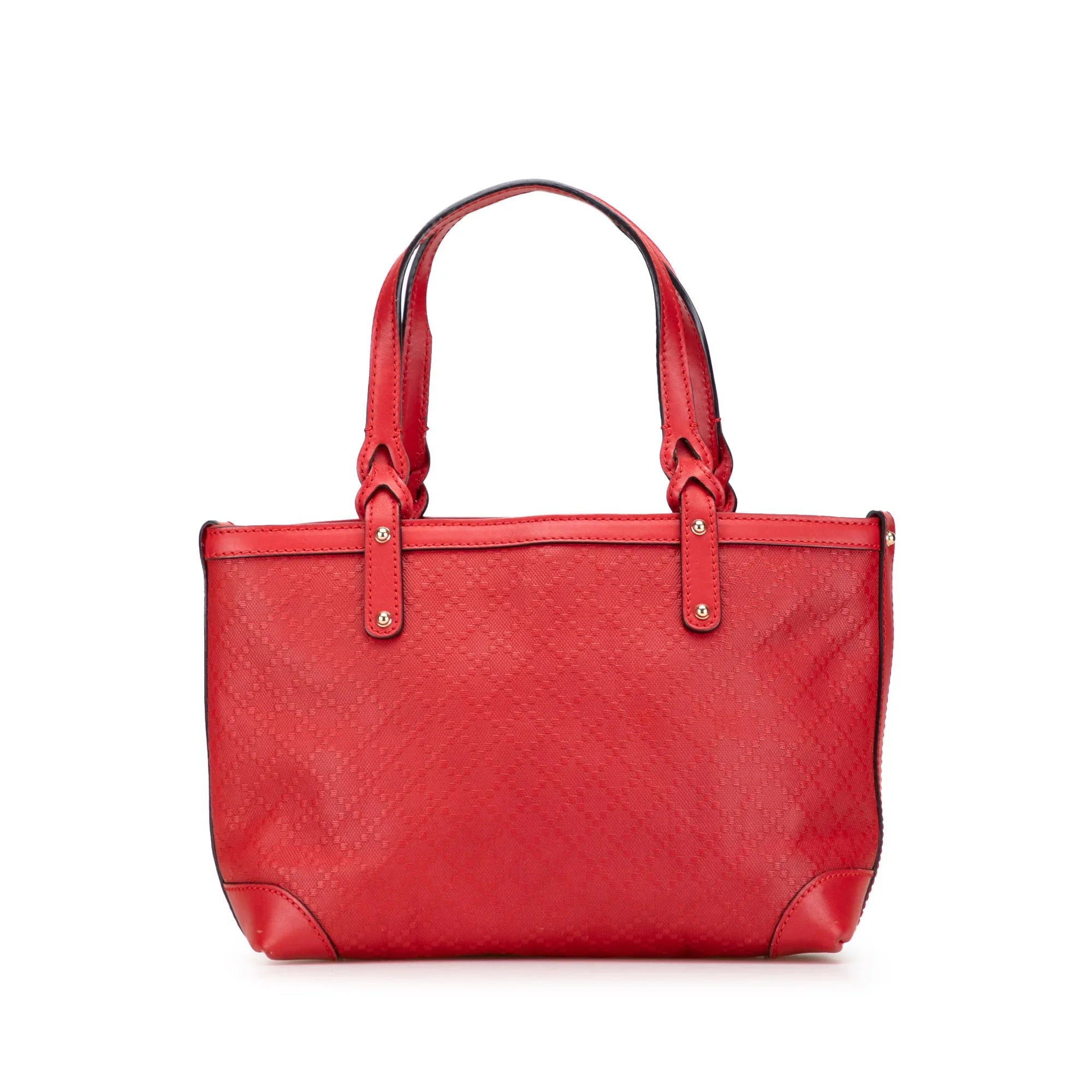 Red Gucci Small Diamante Leather Craft Tote Designer Revival