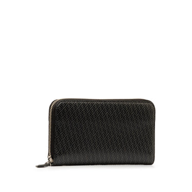 Black Fendi Micro FF Embossed Leather Zip Around Wallet - Designer Revival