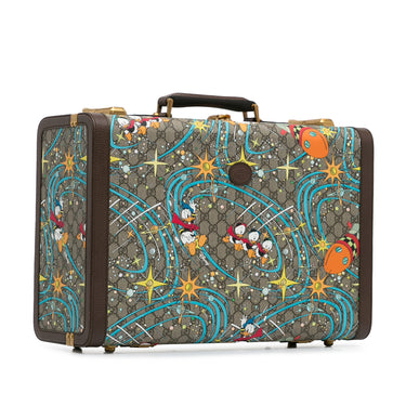 Brown Gucci x Disney Medium GG Supreme Donald Duck Savoy Suitcase Travel Bag - Designer Revival