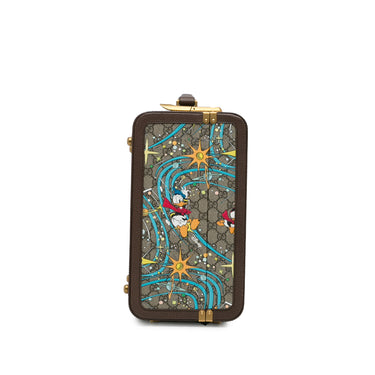 Brown Gucci x Disney Medium GG Supreme Donald Duck Savoy Suitcase Travel Bag