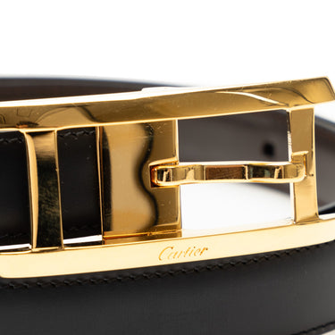 Black Cartier Tank de Cartier Leather Belt - Designer Revival