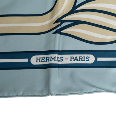 Blue Hermes Quadrige Silk Scarf Scarves
