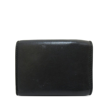 Black Fendi Micro FF Diagonal Embossed Tri-Fold Wallet