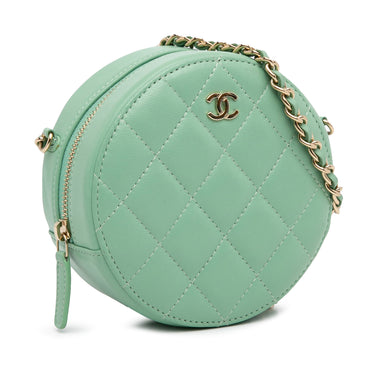 Green Chanel Quilted Lambskin Round Crossbody