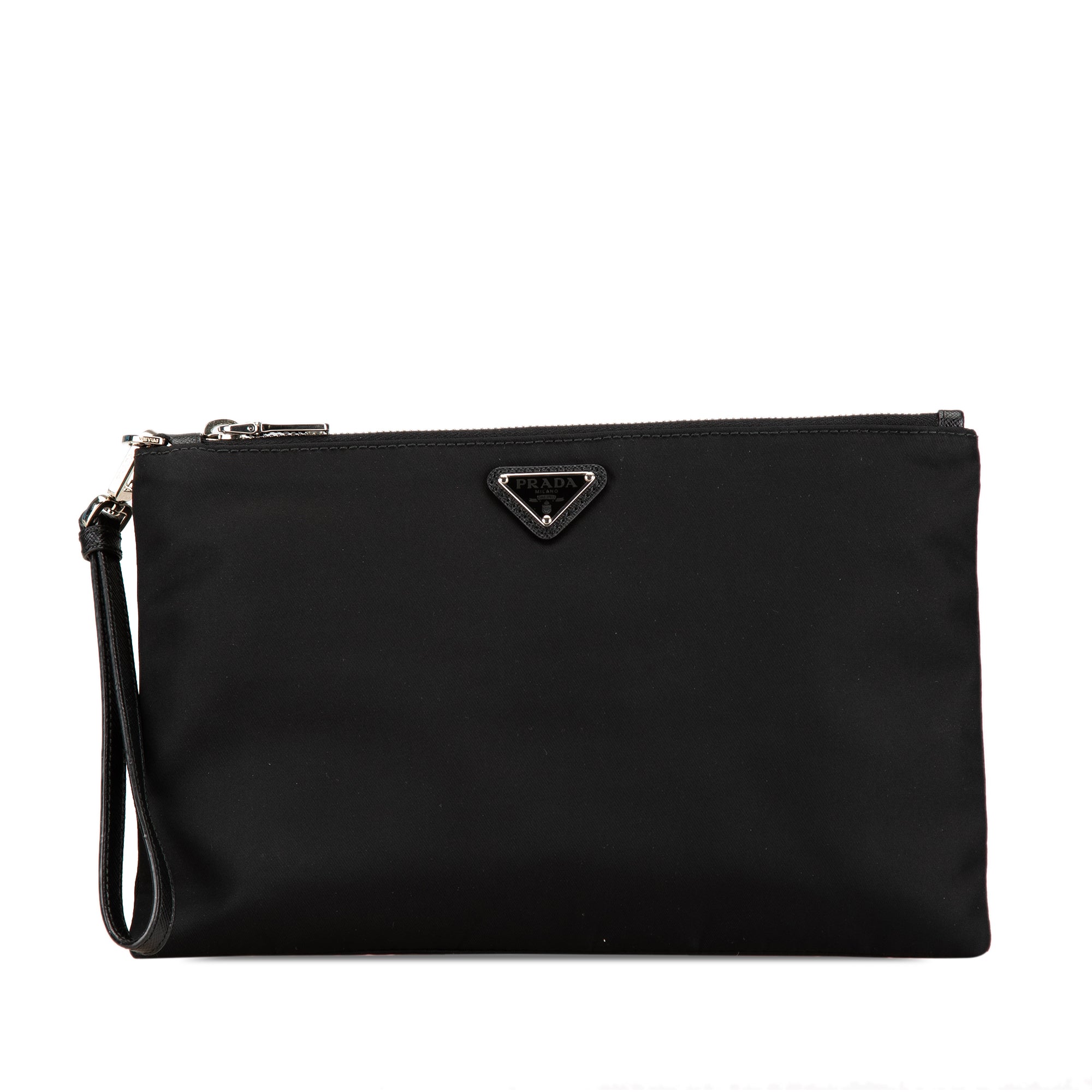 Black Prada Re Nylon Saffiano Trimmed Clutch Designer Revival