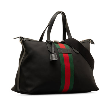 Black Gucci Techno Canvas Web Travel Bag