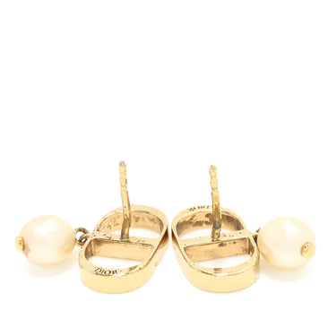 Gold Dior Petit CD Push Back Earrings - Designer Revival