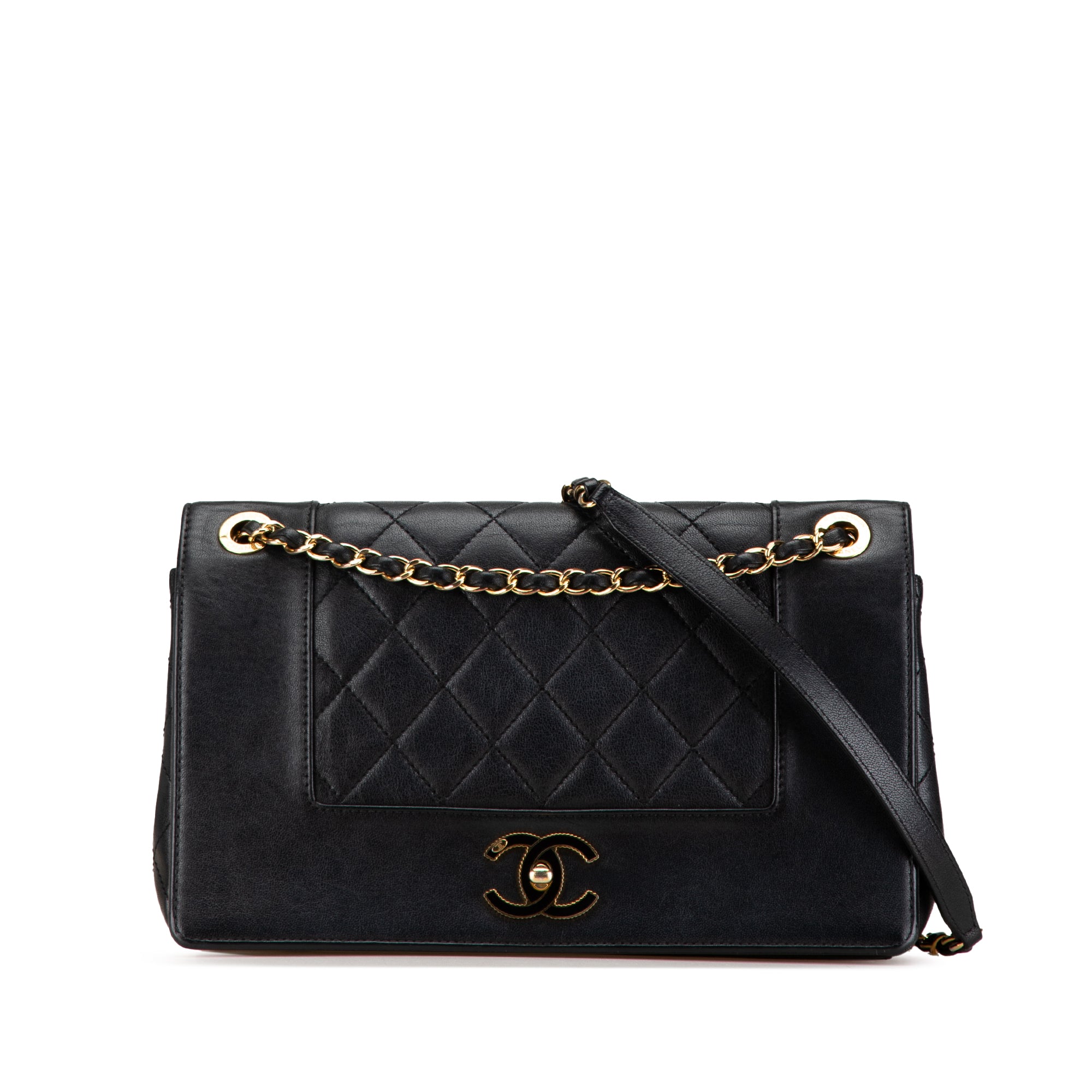 Black Chanel Medium Lambskin Mademoiselle Vintage Double Flap Crossbod