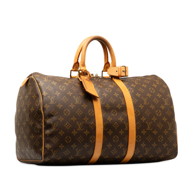 Brown Louis Vuitton Monogram Keepall 45 Travel Bag