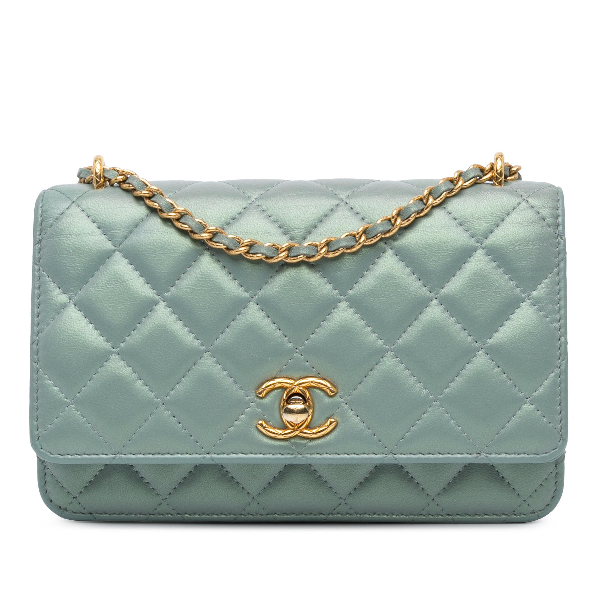 Blue Chanel Lambskin Trendy CC Wallet On Chain Crossbody Bag