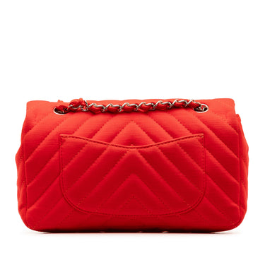 Red Chanel Medium Chevron Jersey Chain Flap Crossbody Bag