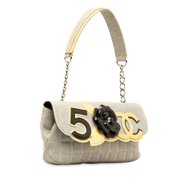 Gray Chanel Camellia CC Choco Bar No. 5 Shoulder Bag