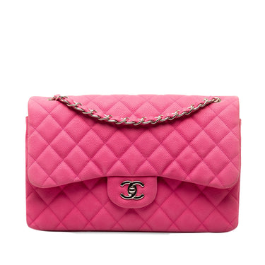 Pink Chanel Jumbo Classic Caviar Double Flap Shoulder Bag