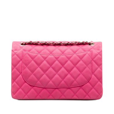 Pink Chanel Jumbo Classic Caviar Double Flap Shoulder Bag
