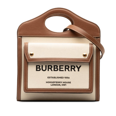 Brown Burberry Mini Canvas Pocket Bag Satchel - Designer Revival
