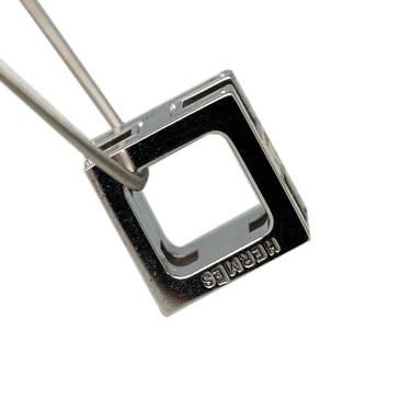 Silver Hermes Cage d'H Cube Necklace