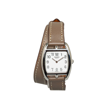 Silver Hermès Quartz Stainless Steel Cape Cod Tonneau Watch - Designer Revival