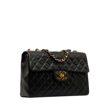 Black Chanel Maxi XL Classic Lambskin Single Flap Shoulder Bag