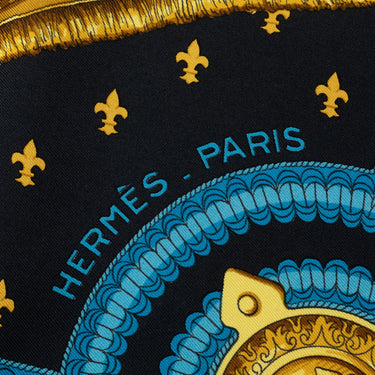 Black Hermès Selles A Housse Silk Scarf