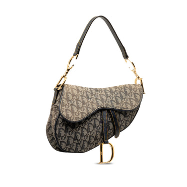 Gray Dior Oblique Canvas Saddle Shoulder Bag