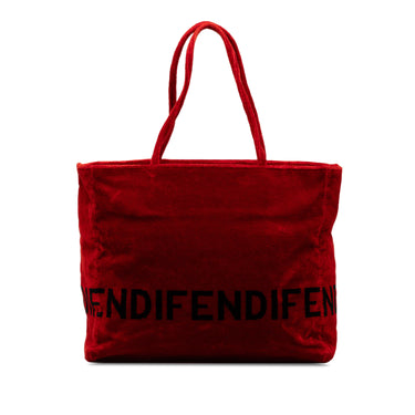 Red Fendi Velvet Logo Tote