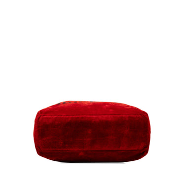 Red Fendi Velvet Logo Tote