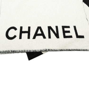 White Chanel Logo Cashmere Scarf Scarves