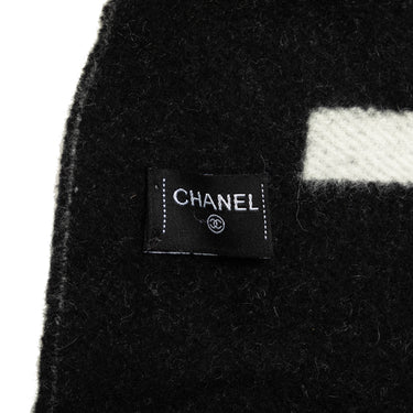 White Chanel Logo Cashmere Scarf Scarves - Designer Revival