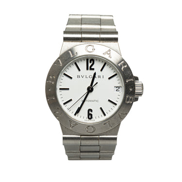 Silver Bvlgari Quartz Stainless Steel Diagono Watch - Designer Revival