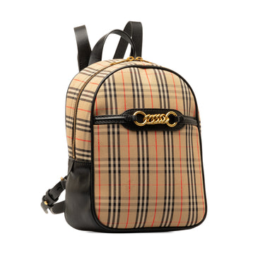Brown Burberry Haymarket Check Knight Link 1983 Backpack