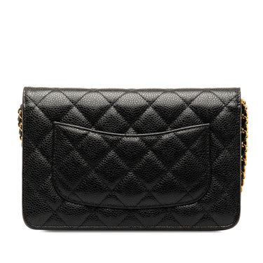 Black Chanel CC Caviar Wallet on Chain Crossbody Bag - Designer Revival
