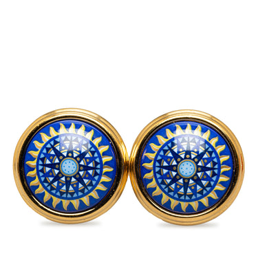 Blue Hermès Enamel Clip On Earrings - Designer Revival