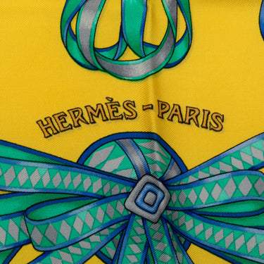 Yellow Hermès Les Rubans du Cheval Silk Scarf Scarves