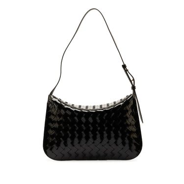 Black Bottega Veneta Patent Intrecciato Shoulder Bag - Designer Revival