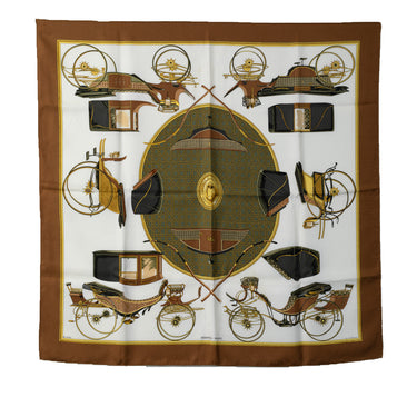 White Hermes Les Voitures a Transformation Silk Scarf