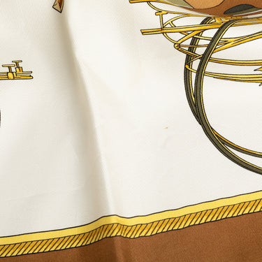 White Hermes Les Voitures a Transformation Silk Scarf