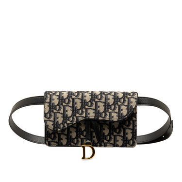 Brown Dior Oblique Saddle Belt Bag