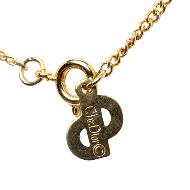 Gold Dior CD Logo Heart Pendant Necklace