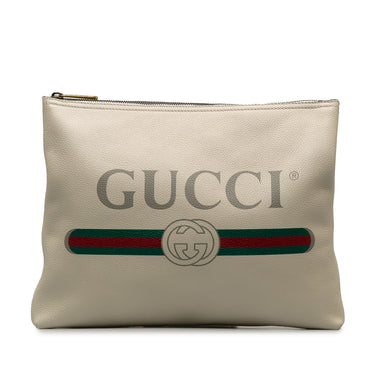 White Gucci Gucci Logo Clutch Bag