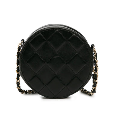 Black Chanel Quilted Lambskin Round Crossbody
