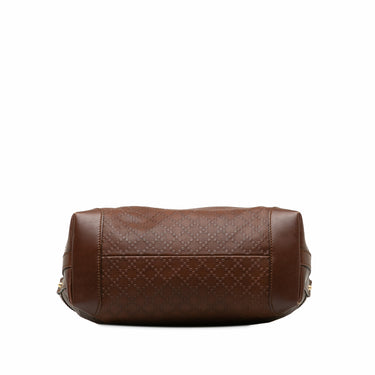 Brown Gucci Leather Diamante Craft Tote Bag